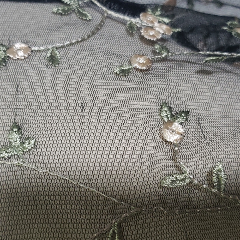 BOOHOO Floral Embroidered Black Mesh Fairy WhimsyGoth Kimono - Picture 7 of 12